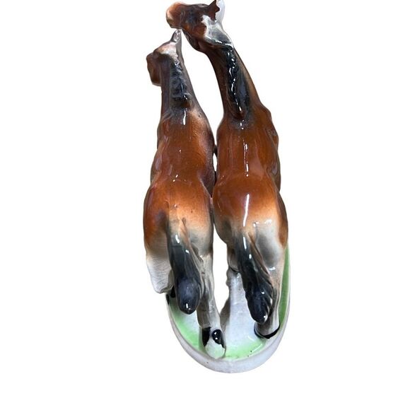 Young Horses Brown White Porcelain Figurines Set of 2 - Picture 6 of 12